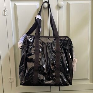 LeSportsac Gabrielle Box Tote bag black patent shiny New with Tags